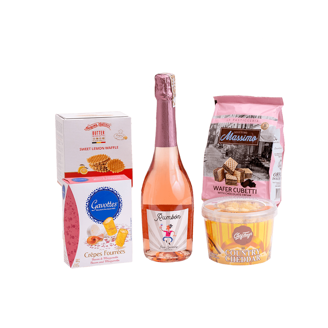 Pink Sparkling Wine & Snack Set